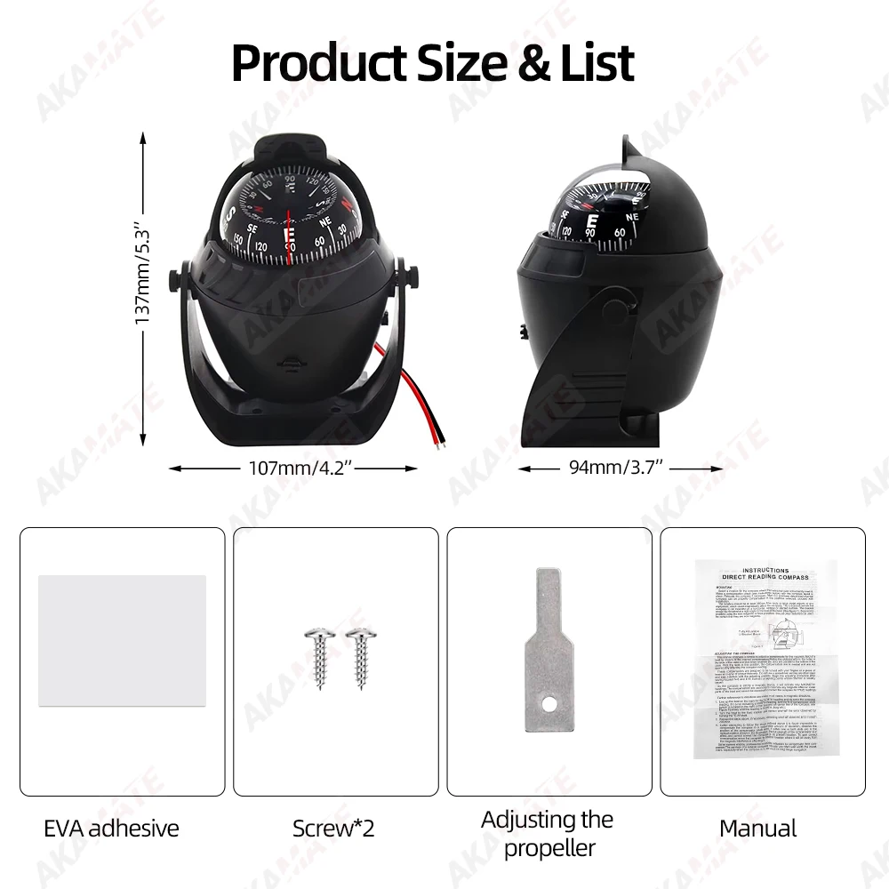 لسيارات RV بوصلة الملاحة على شكل كرة مع بوصلة محورية بمينا LED بوصلة إلكترونية لليخوت قارب التنزه مقاوم للماء #6