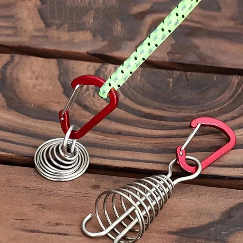 

Outdoor Camping Octopus Rope Buckle Camping Deck Nail Stainless Steel Fixed Tent Rope Buckle With Spring Anti-Wind Rope