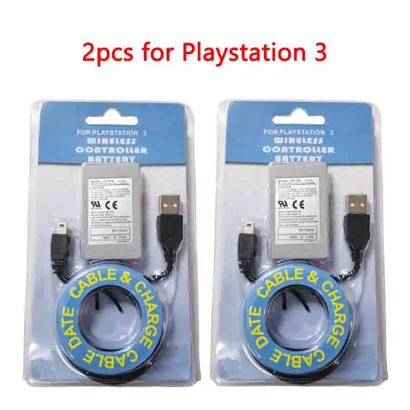 3.7V 2000mAh Rechargeable Gamepad Battery for Sony Playstation 3 PS3 Controller Charger with Charging Cable Replacement Bateria