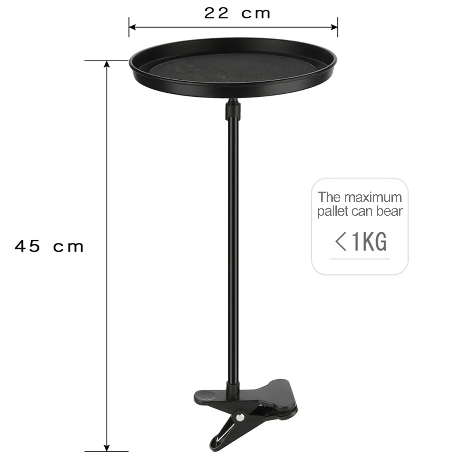 1x منظم صينية طعام السيارة غير قابل للانزلاق أسود ABS مستدير قابل للتعديل عالمي مع حامل مشبك لطاولة أكل القهوة التلقائية #6
