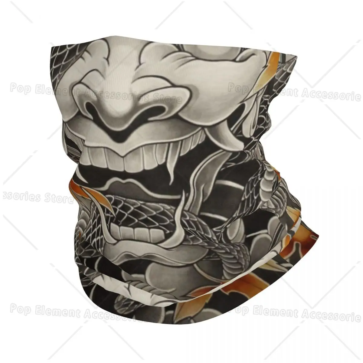 Custom Japan Tattoo Oni Bandana Neck Gaiter UV Protection Face Scarf Cover Women Yakuza Samurai Headband Tube Balaclava Scarf