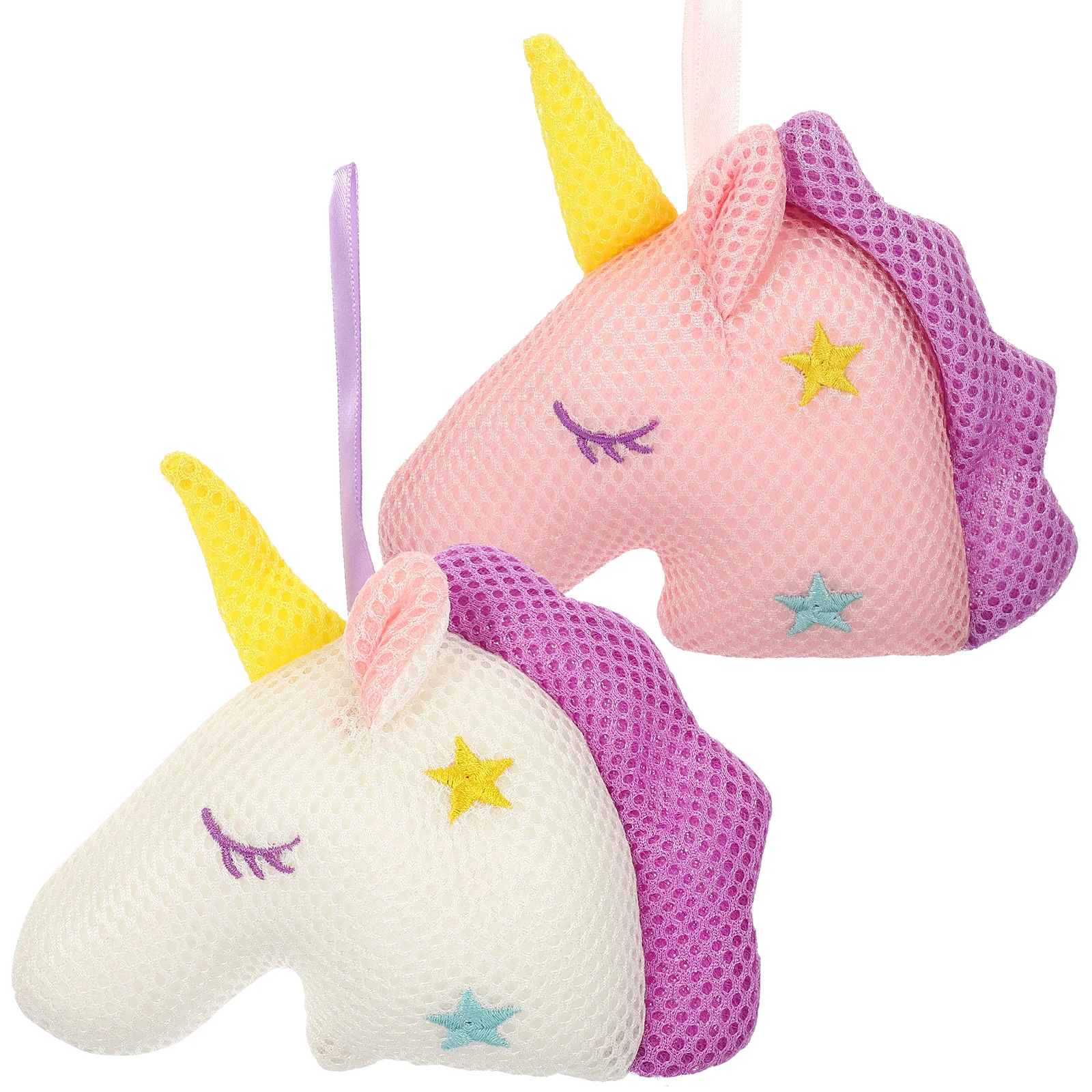 

2pcs Mesh Exfoliating Sponges Unicorn Bath Shower Ball Sponge (White, Pink) shower brush ball unicorn shower brush