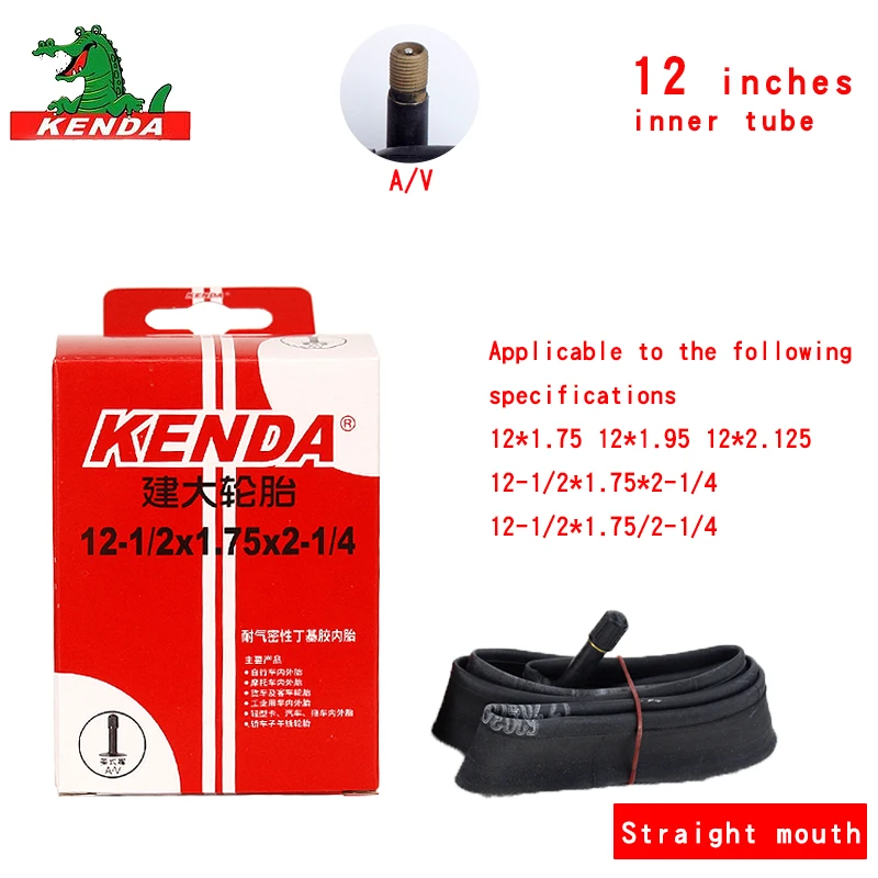 Kenda-Bicycle Inner Tube, Foldable Bike Tire, Cycling Accessories, Rubber Tube, AV for BMX, 12 in, 1/2*1.75*2-1/4