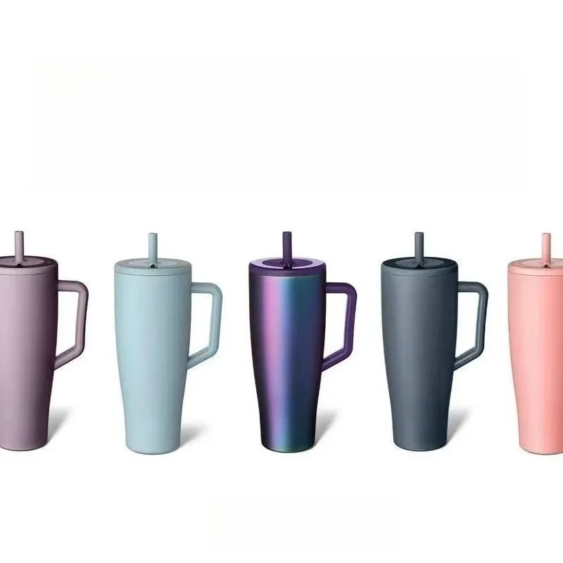 Insulated Tumbler 304 Stainless Steel with Straw & Handle Large Capacity Car Cup for Outdoor Travel Daily Drinking