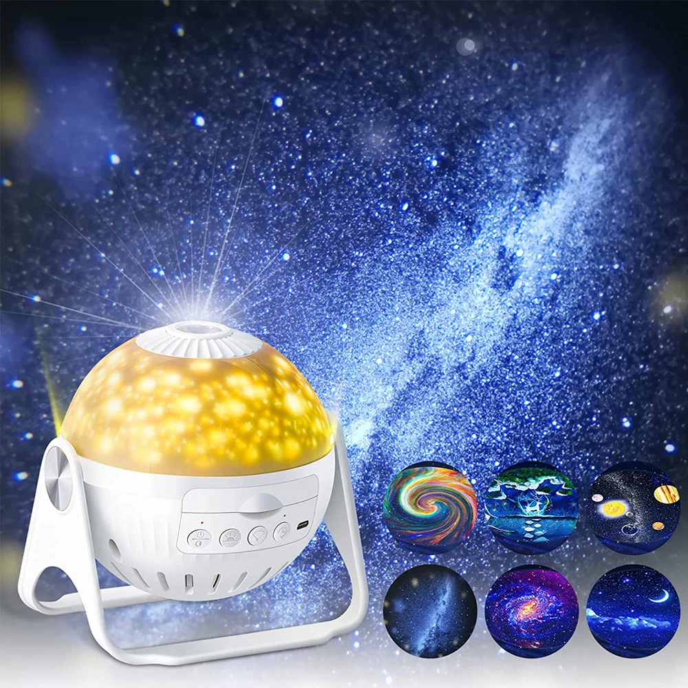 Galaxy Night Light Projector Star Projection Lamp with Nebula Moon Planets Aurora 360° Rotating Focusable for Kids Bedroom Gifts