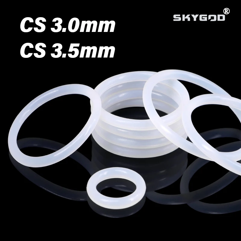 10/50Pcs CS 3mm/3.5mm VMQ O Ring OD 10mm ~ 150mm Food Grade Silicone Rubber Insulation Waterproof Washer O Shape Sealing Gasket