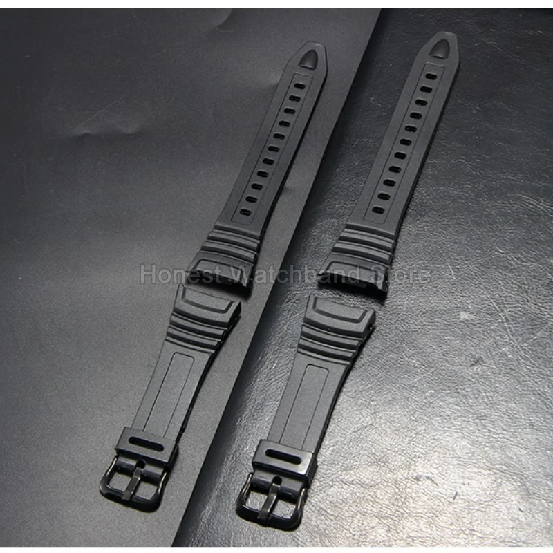 Para Casio W-96H interfaz especial hebilla de acero inoxidable correa de reloj de silicona resistente al sudor negro Flexible cómodo duradero