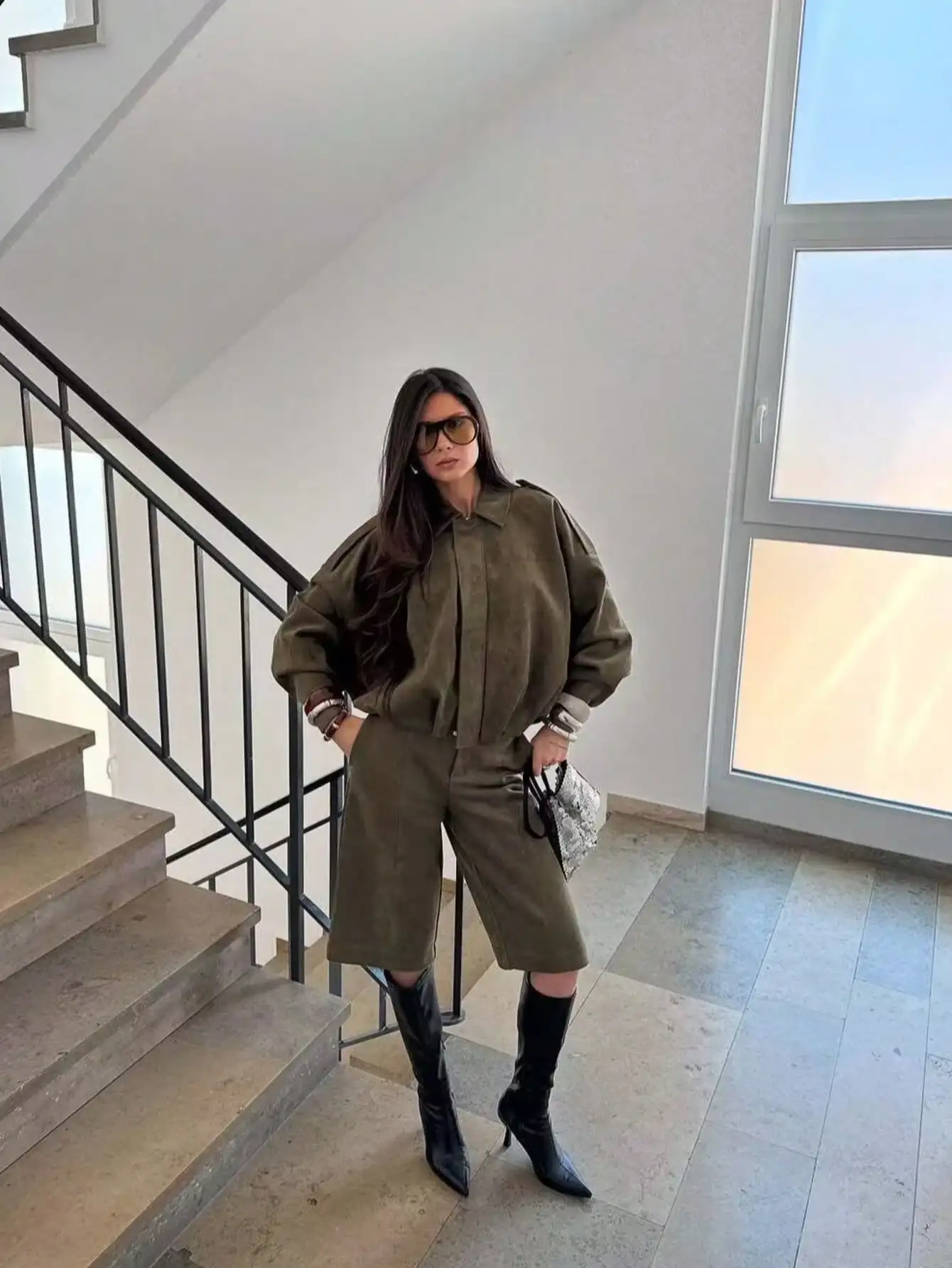 

Indefeir Весенне-осенняя новая женская повседневная универсальная замшевая куртка-бомбер с эффектом текстуры