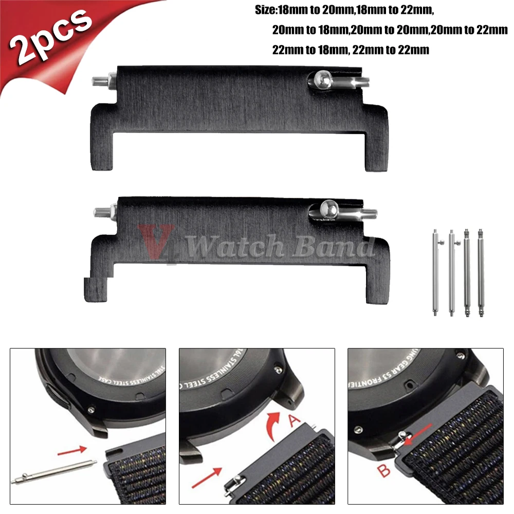 1 Pair Quick Release Pins Connectors WatchBand Accessories Watch Strap Adapter 18mm To 20mm 22mm,20mm To 18/20/22mm,22mm To 22mm