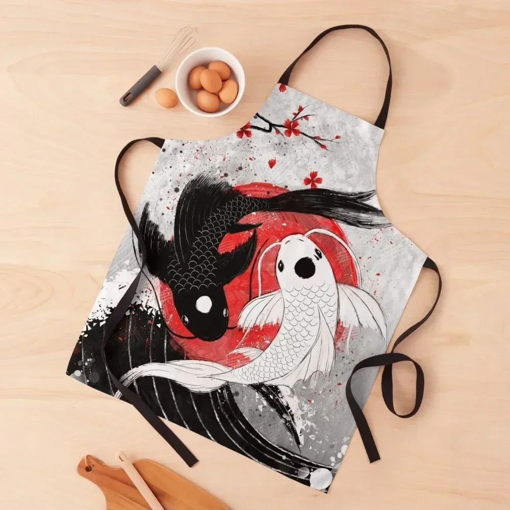 

Koi fish - Yin Yang Apron Kitchen Apras For Women Professional Barber Men'ss Art Apron
