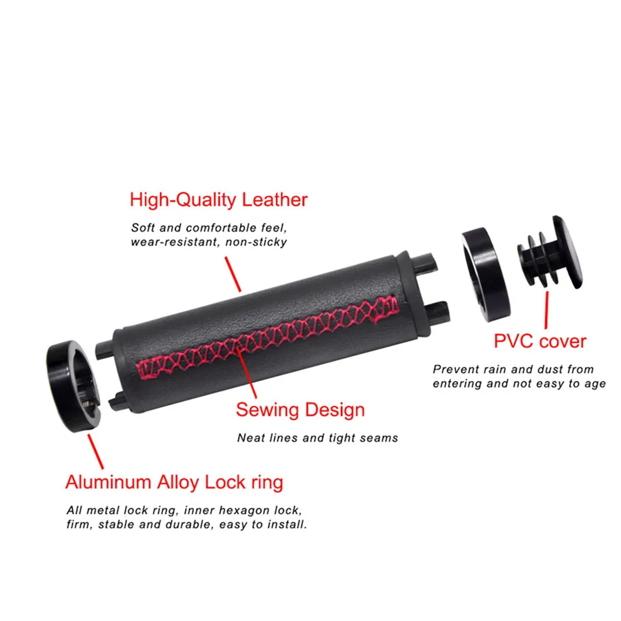 Litepro Mountain Bike Leather PU Grips 22.2mm Handlebar Soft Shock Dual Locking Bicycle 132mm Long Grip For brompton