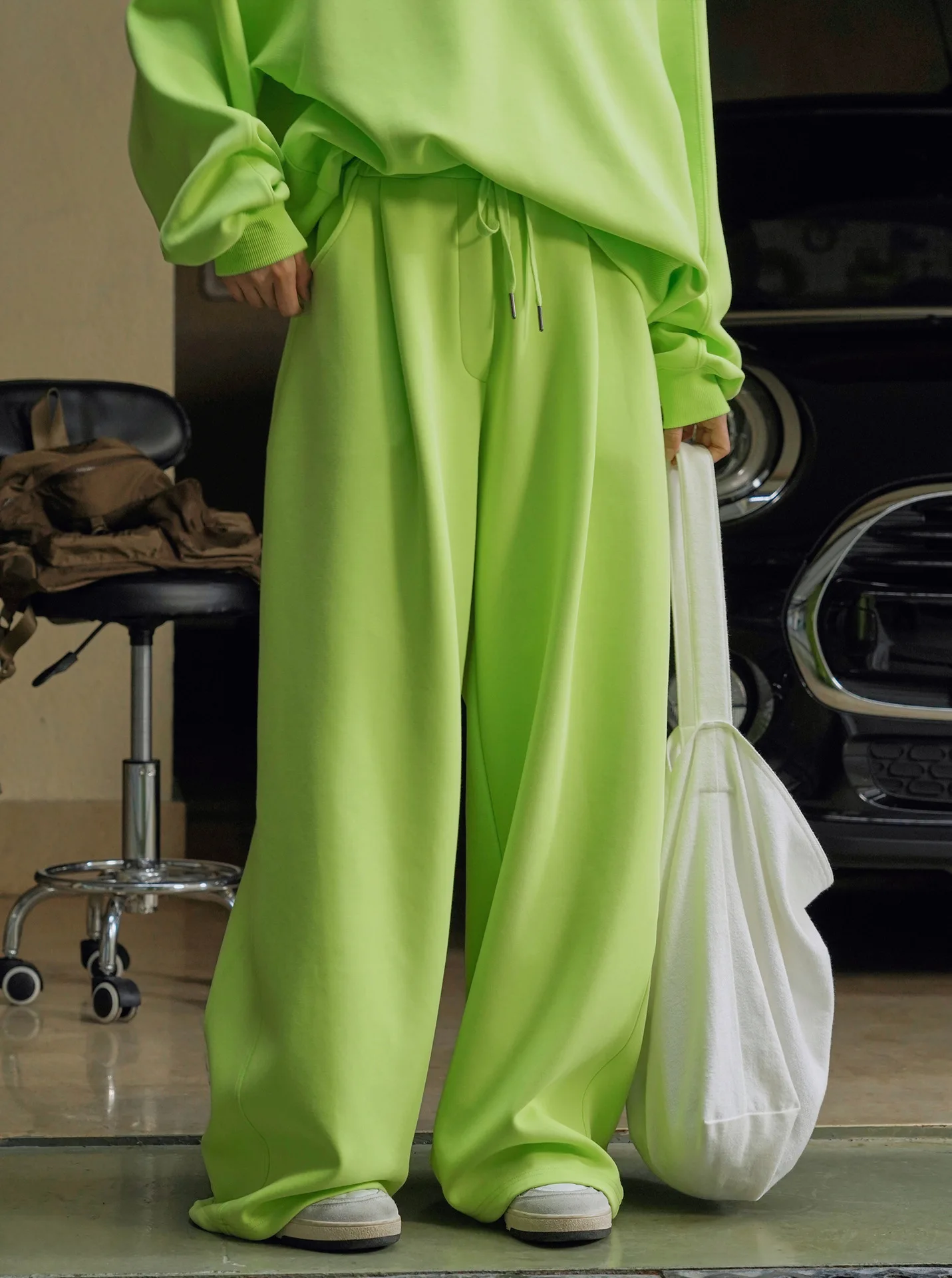 

Spring and Autumn Women's Casual Solid Color High Waist Loose Wide Leg Pants