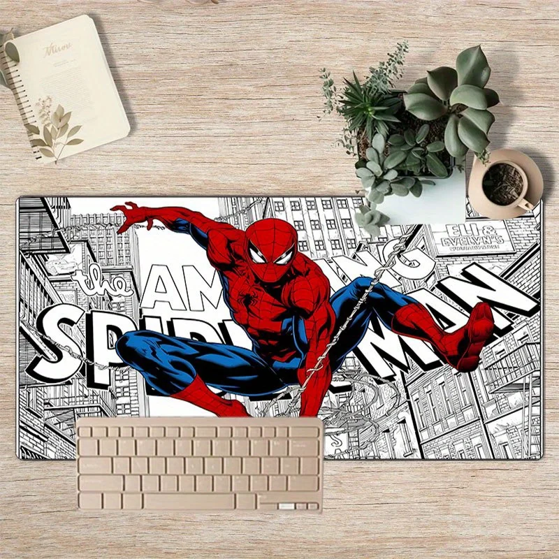 قطعة واحدة من لوحة الماوس Marvel Spider-Man 7 تحت عنوان - قاعدة مطاطية كبيرة غير قابلة للانزلاق، سجادة مكتب قابلة للغسل مع عمل فني للكتاب الهزلي النابض بالحياة للعبة #3