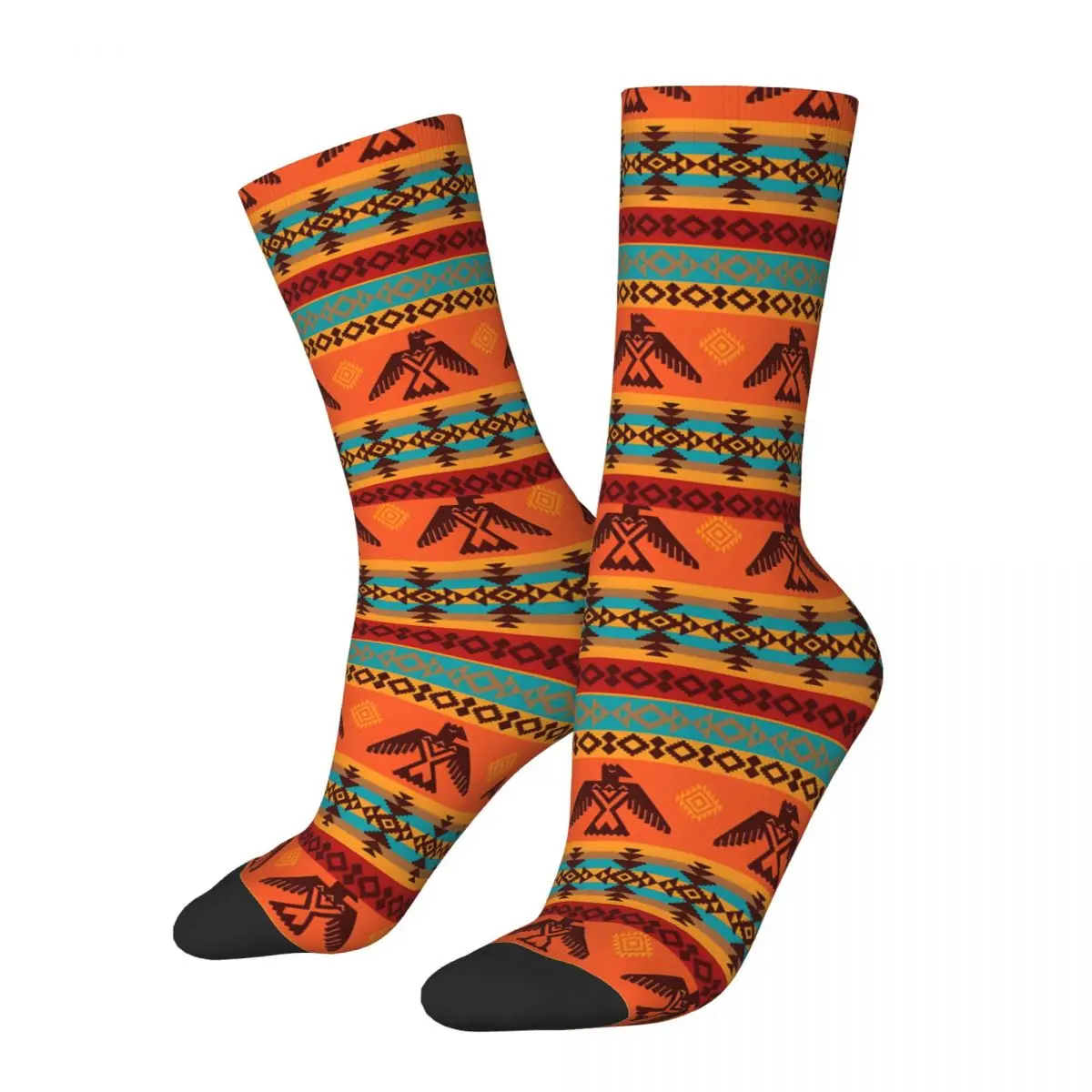 Funny Crazy Sock for Men Indian Thunderbird Hip Hop Harajuku Boho Happy Pattern Printed Boys Crew Sock Novelty Gift