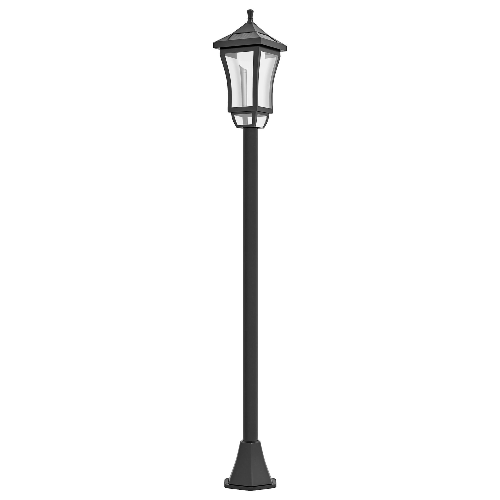 Outsunny Farola Solar con Panel Solar Encendido y Apagado Automático Negro