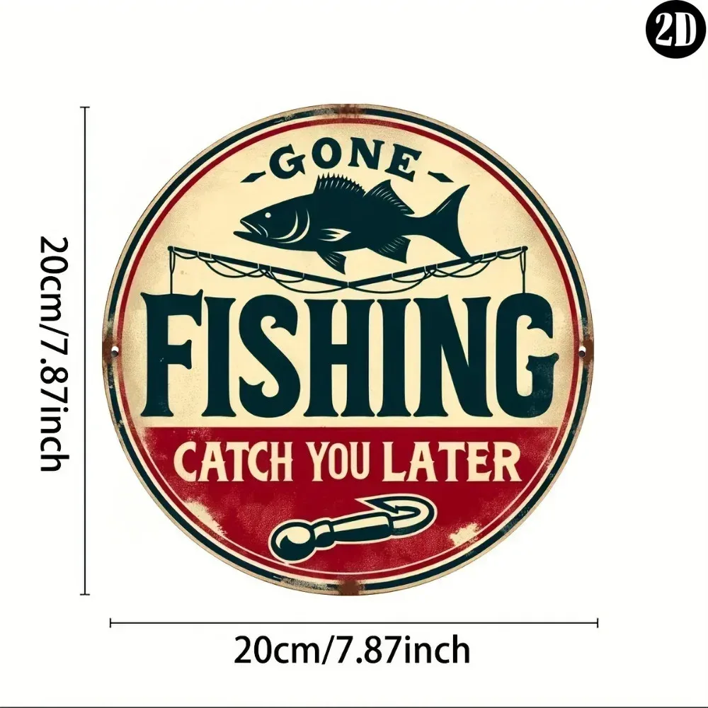 Vintage Gone Fishing Sheet Catch You Later Tin Metal Signs Home Décor 8x8
