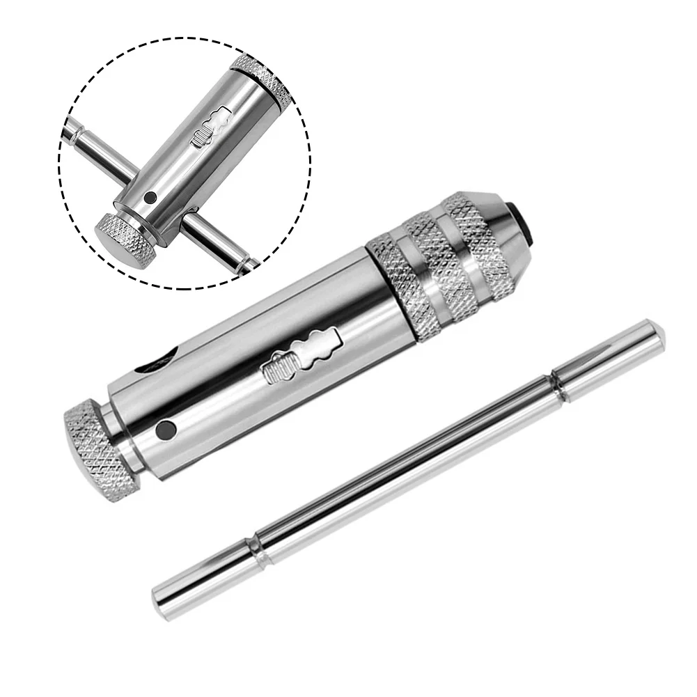 M3-M8 Ratchet Tap Wrench T-Shaped Tap Silver Adjustable Ratchet Tap Wrench Hand Tapping Tools For Non-ratcheting Use