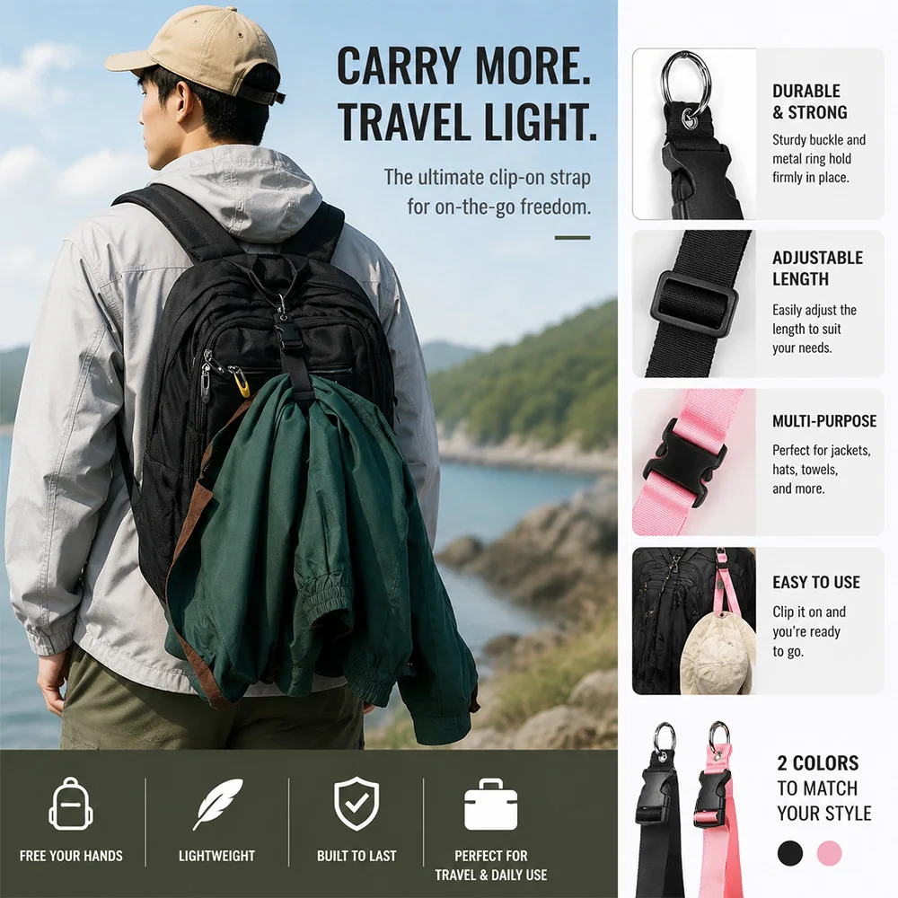Portable Anti-Theft Luggage Strap Durable Outdoor Buckle Men Women Backpack Clip Must-Have Travel Gift Bag Tags for Luggage