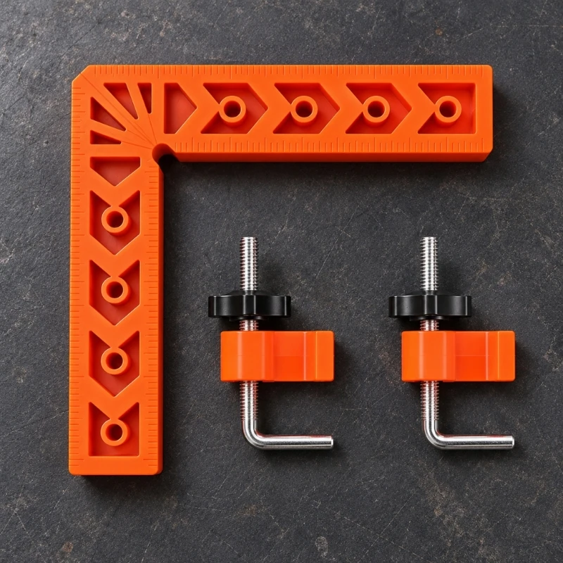 90-Degree Clamp Positioning Tool with Fixed L-Shaped Plastic Body and 2 Positioners for Cabinet and Furniture Frame M4YD