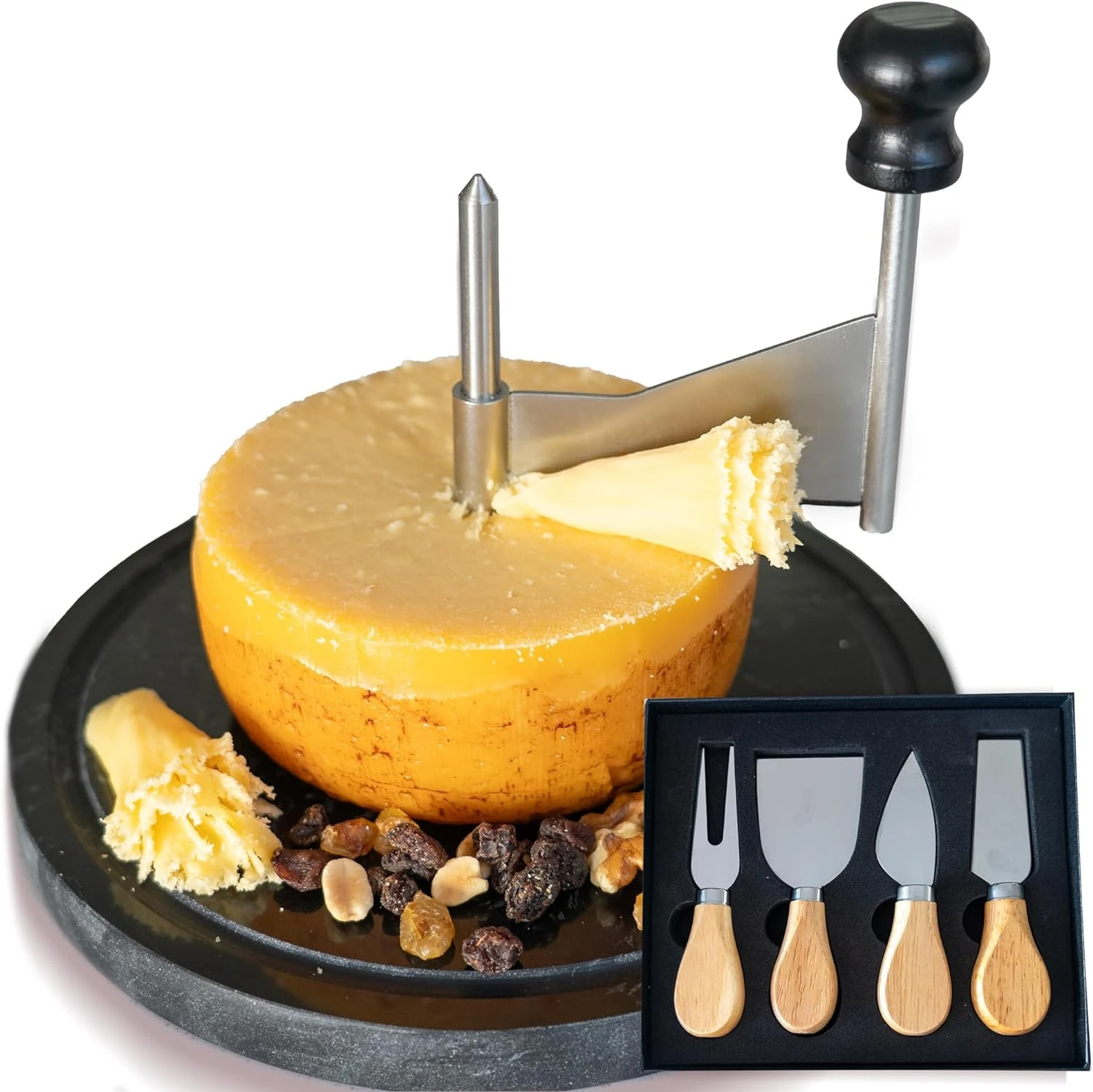 

Cheese Curler Marble and steel + Cheese Set - Cheese Shaver - Cheese Wheel Curler - Girolle Cheese Shaver - Tete de Moine Chees