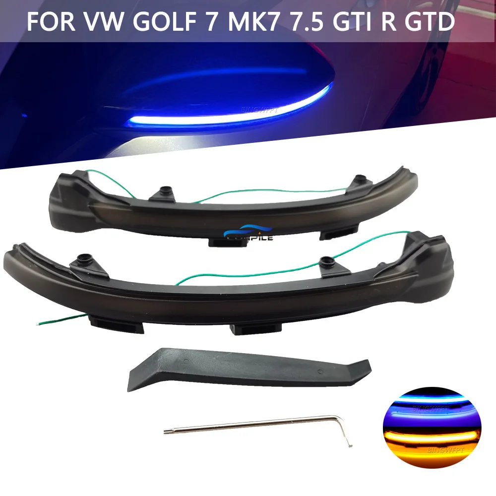 2pcs For Volkswagen Golf 7 7.5 GTI LED Mirror Turn Signal Lights