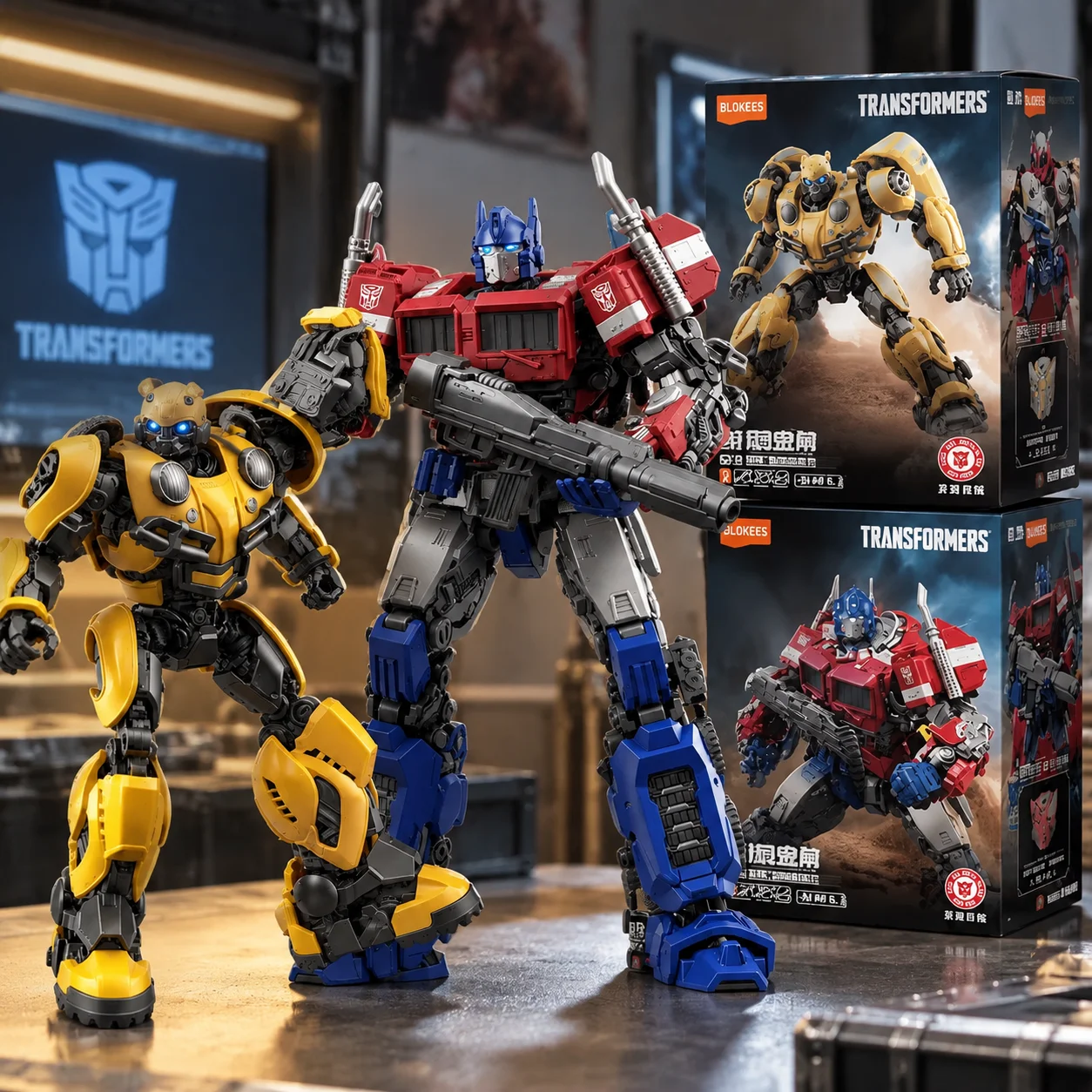 Blokees Transformers Bumblebee Optimus Prime Action Figure Assembled Collectible Robot Model Desktop Display Birthday Gift