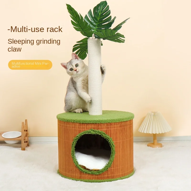 Coconut tree cat scratching board, vertical cat climbing frame, cat nest integrated sisal, wear-resistant