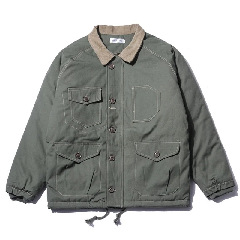 

Men's Thicke Cargo Jacket Retro Multi-pocket Loose Outerwear Streetwear Fashion Hip-Hop Couple