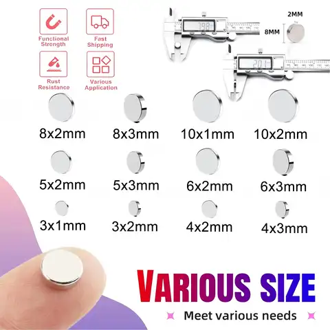 Super Powerful Magnet Strong Magnet Round Small Magnet for Decoration, Fridge, DIY, Office, 3x1,3x2,4x1,4x2,5x2,5x3,6x2,8x2,10x2
