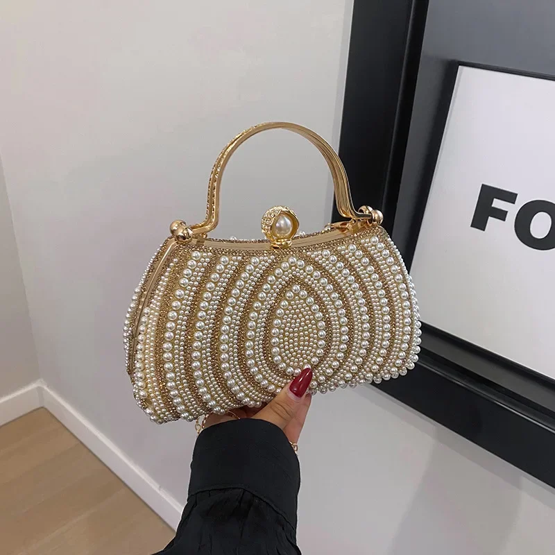 

Жемчужная сумка через плечо, ручная сумка через плечо, универсальная сумка-коробка на цепочке в стиле ретро