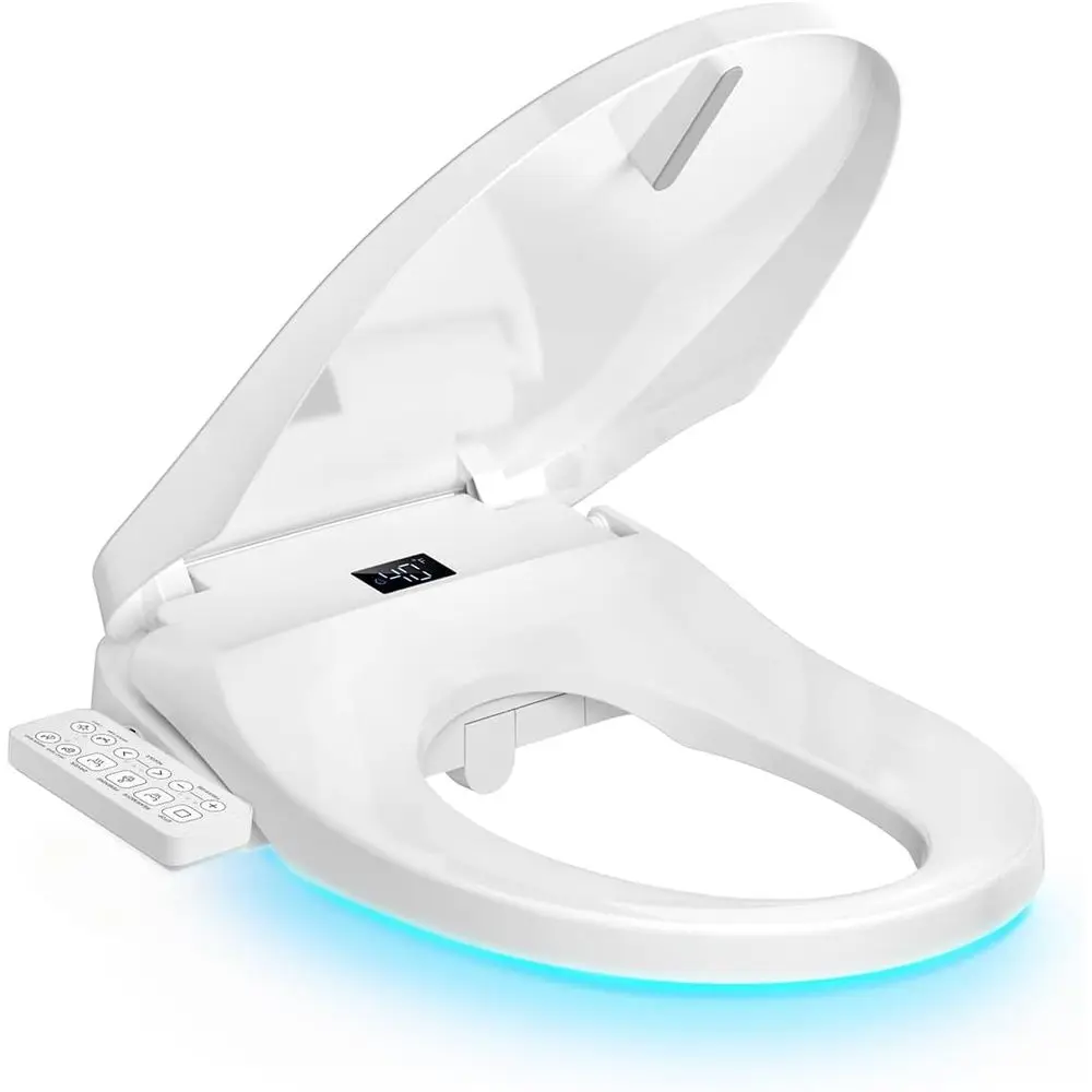 

Elongated Electric Heated Toilet Seat with Rear and Feminine Washing, Comfort Heated Seat, Air Dryer, Silent Close Lid, Self-Cle