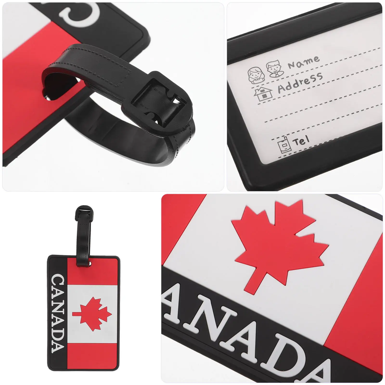 

2pcs Canada Flag Luggage Tags Pvc Durable Suitcase Id Identifier For Travel Baggage Label Cruise Aircraft Essentials Luggage