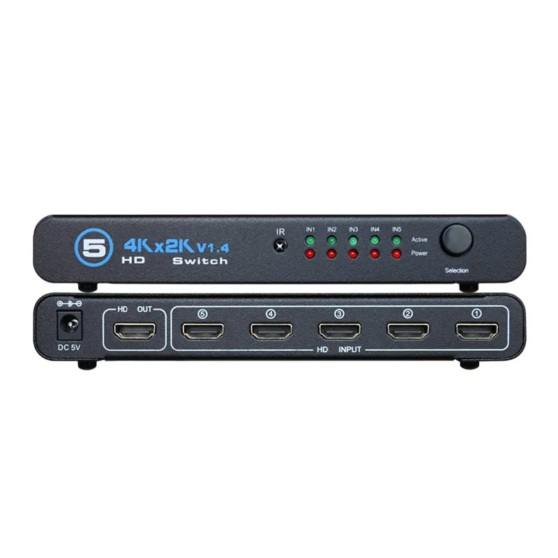 HD Switch 5 In 1 Out HD Switches Selector Splitter Hub With IR Remote Controller HD Switcher for Xbox PS4 DVD HDTV PC