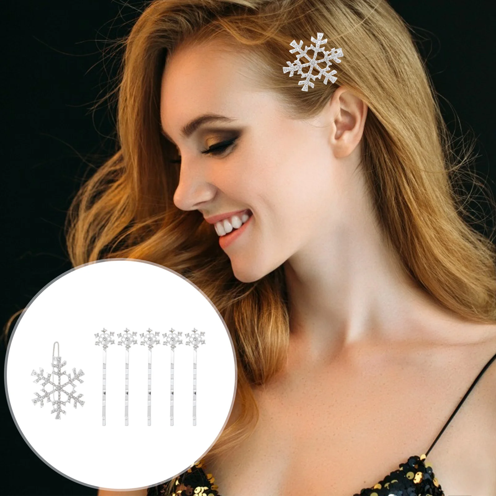 

6 Pcs Hair Barrettes Simple Bobby Pin Alloy Hairpins Snowflake Halloween Bridal Miss Clip for Winter