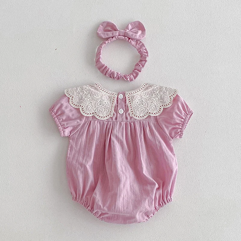 2024 New Summer Sister Clothing Kids Princess Dresses Short Sleeved Cotton Splicing Infant Baby Romper Baby Girl Party Dress