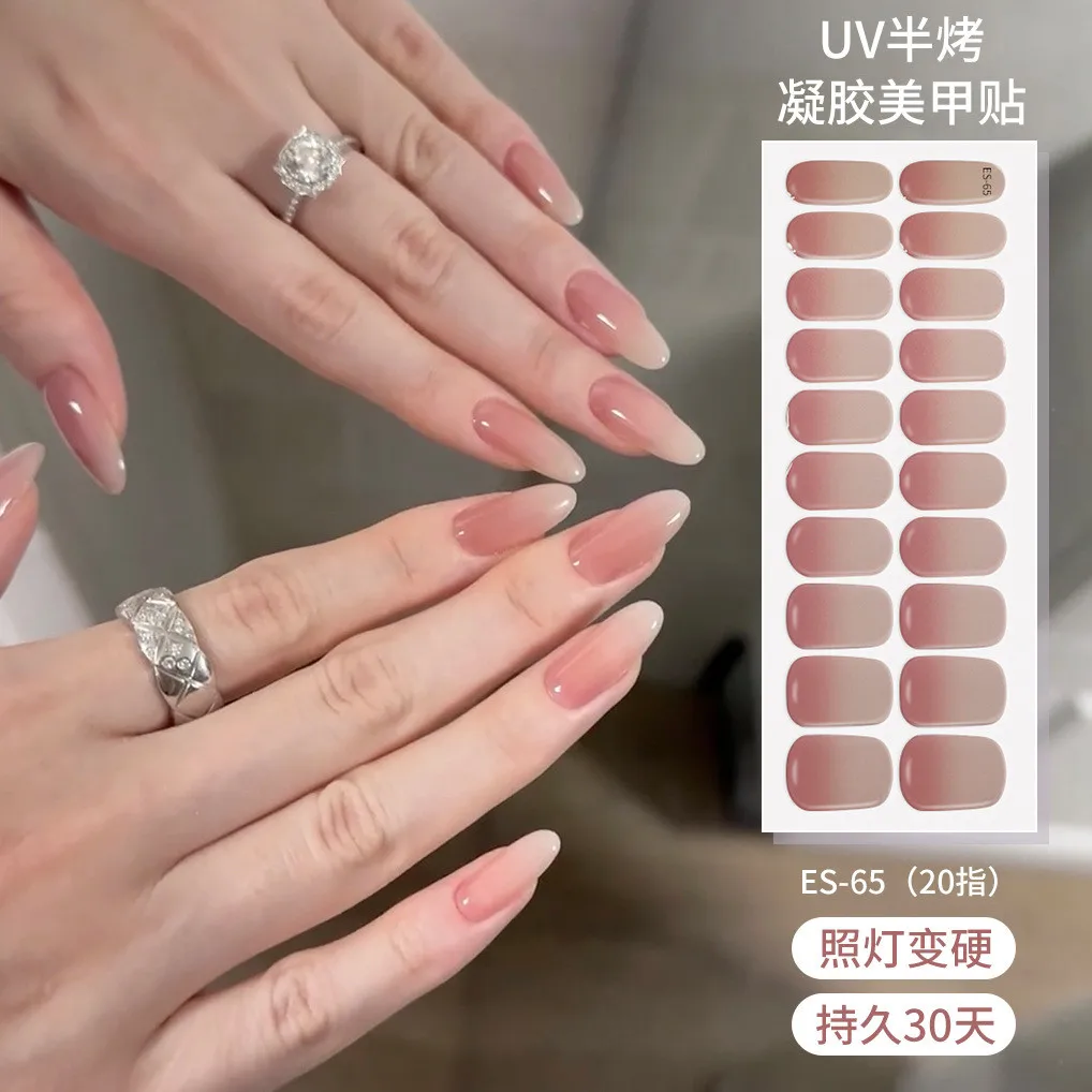 

20 насадок, полуотвержденный гель-наклейка для ногтей, УФ-лампа, необходимое полное покрытие, гель-лак для ногтей, обертывания, маникюр, пресс на ногти, наклейка, УФ-гель