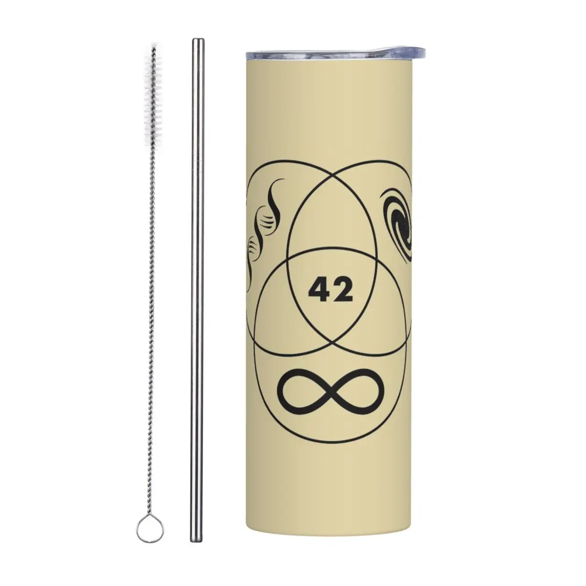 Hitchhikers Guide To The Galaxy 42 - Dark Version Stainless Steel Tumbler Vacuum Mugs Thermal Cold Bottle Straws With Lid 20oz