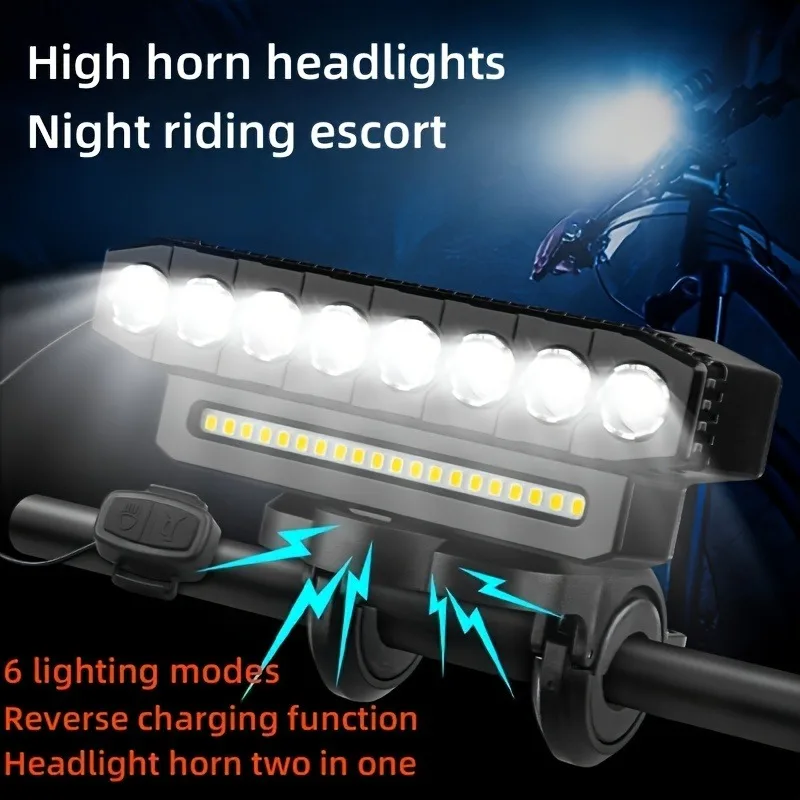 Multifunctional Bicycle Headlight, 8 LED Bike Lights with Power Indicator for Night Riding Headlight for Mountain Bike