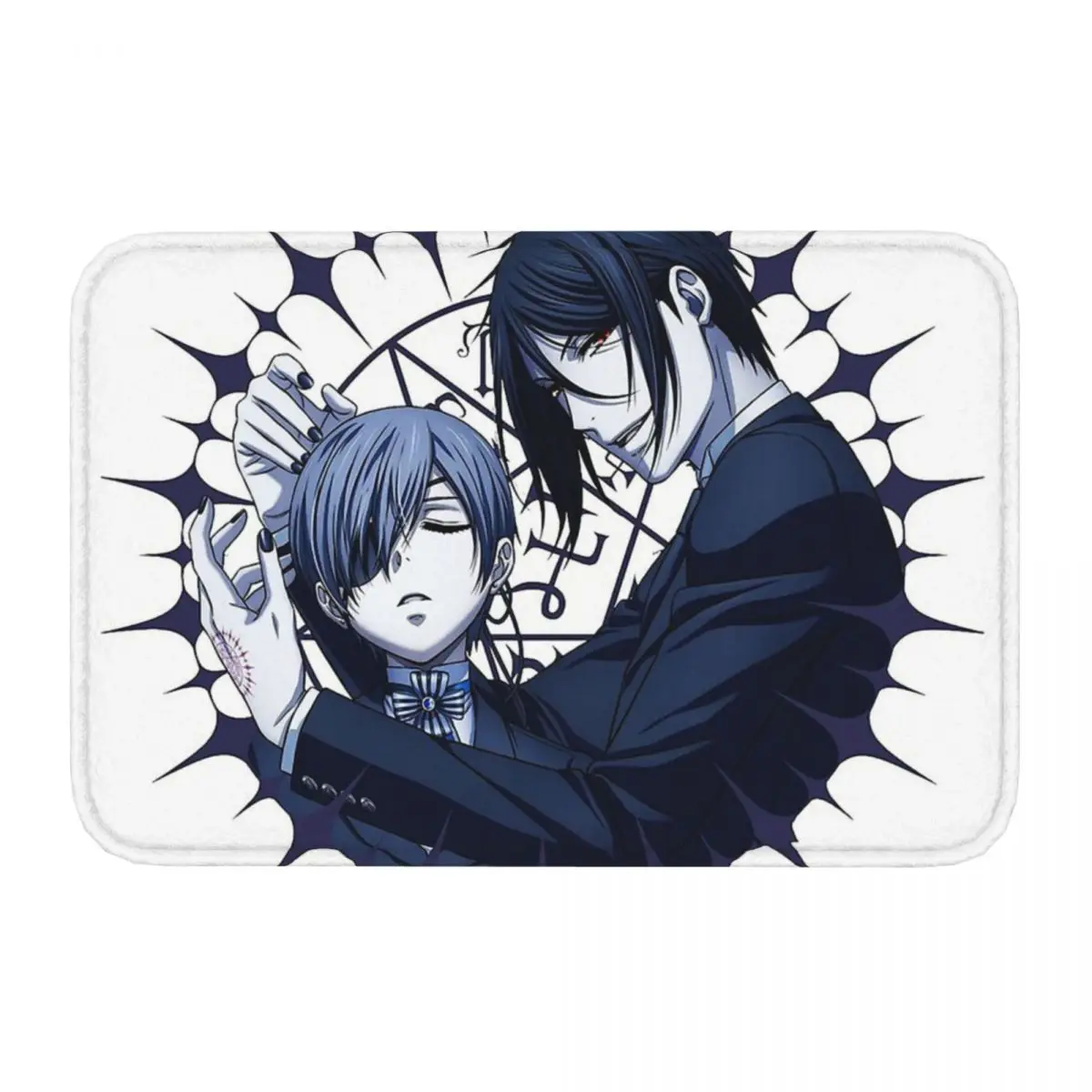 Black Butler Demon Servant Anti-Slip Doormat Bath Mat Sebastian And Ciel Pentagram Balcony Carpet Entrance Door Rug Bedroom