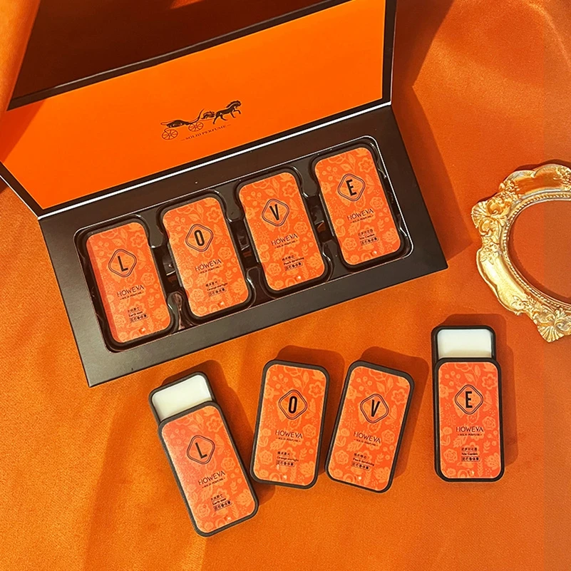 1set 4pcs Emmasys Orange Solid Perfume Set Long Lasting Eau de Parfum Portable