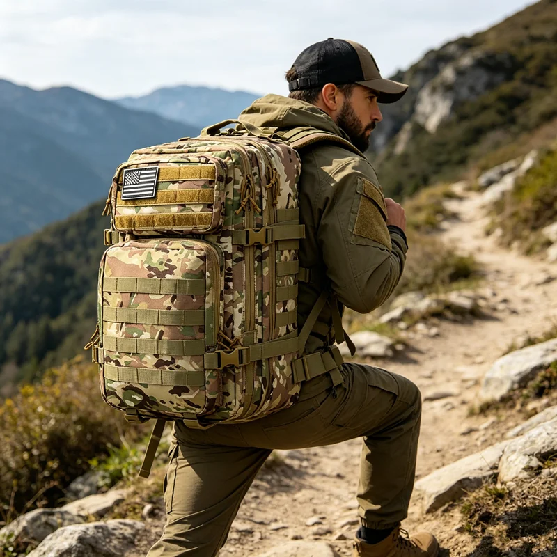 

Heavy Duty Tactical Backpack Reinforced Structure Style Anti Scratch Water Resistant MOLLE Design Survival Camp Daily Work Bag