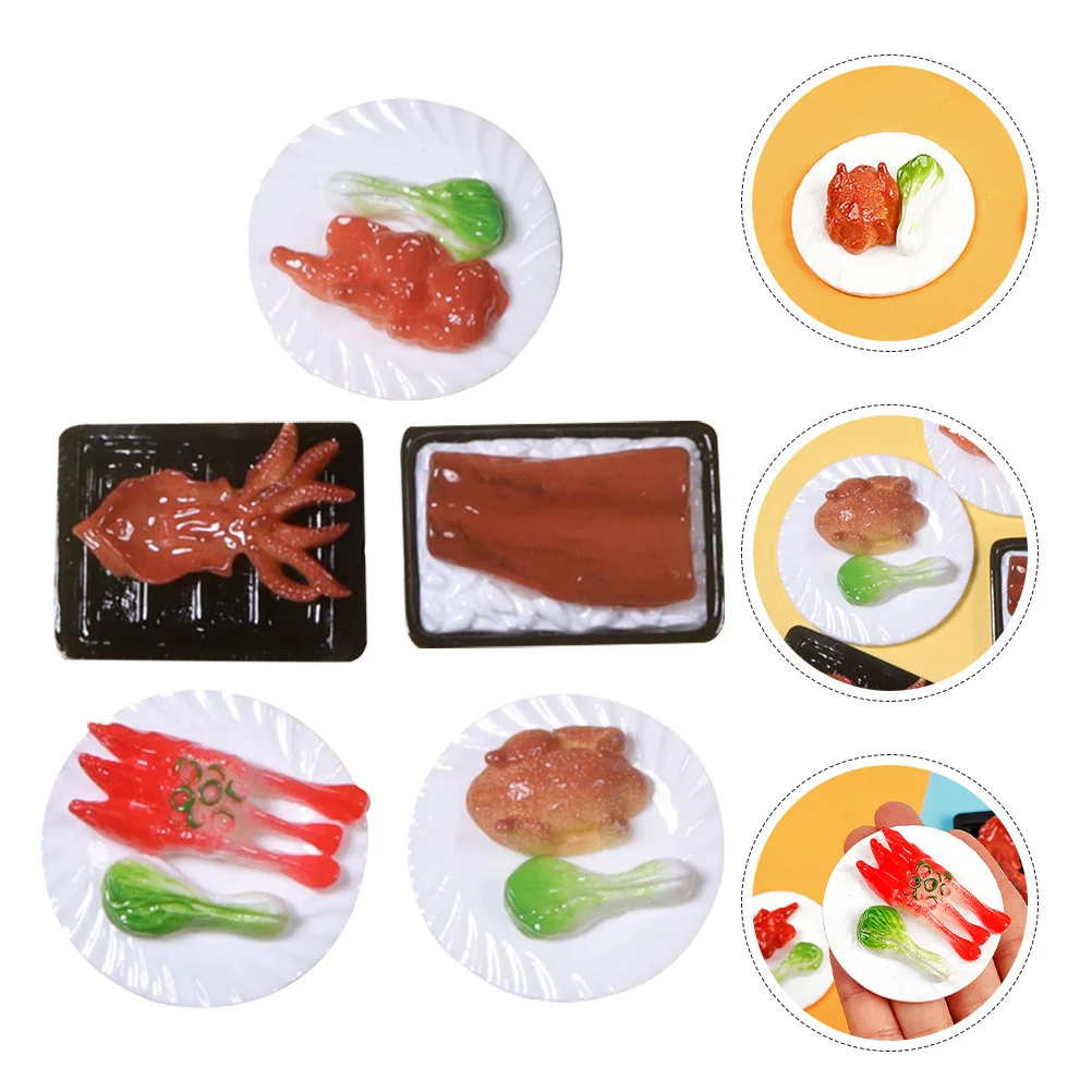 5 Stücke Simulierte Chinesische Lebensmittel Harz Gefälschte Lebensmittel Ornamente für Miniatur Küche Szene Dekor Kreative Handwerk Schmücken Sammlung Display