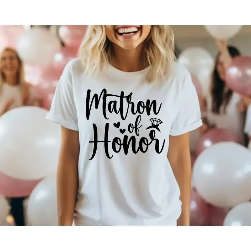 Matron Of Honor Bachelorette Party T Shirt Bridal Bridesmaid Bride To Be Wedding Bachelor Retro Bach