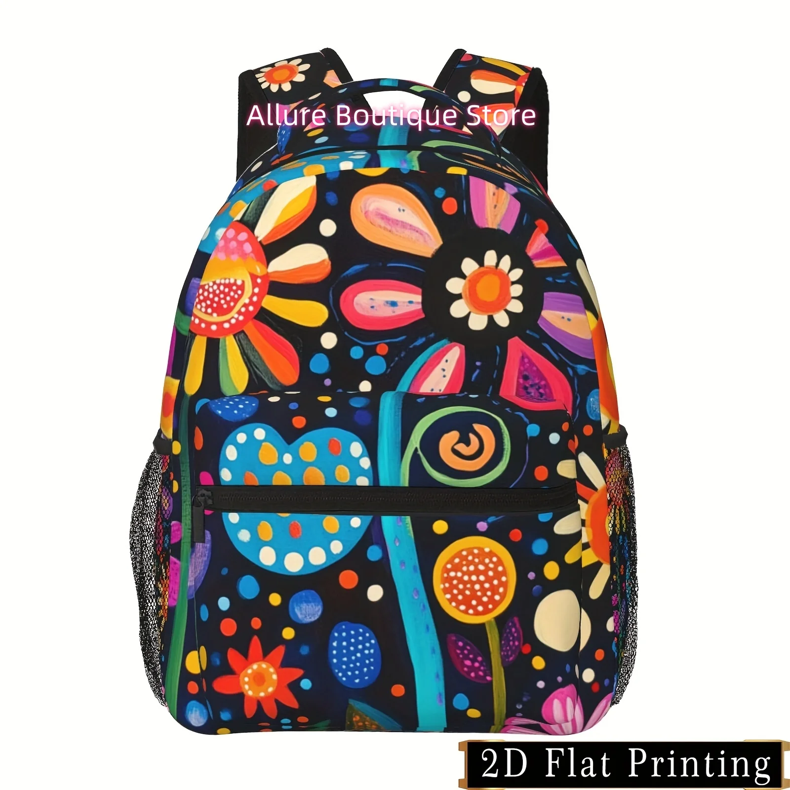 Vibrant Floral Pattern Backpack for Students – Lightweight, Stylish, and Comfortable with Padded Shoulder Straps, Multiple Compa