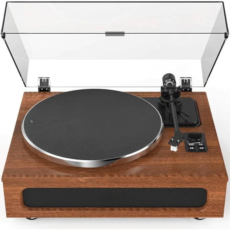 

Record Player All-in-One Fidelity Turntable for Vinyl Records with Built-in 4 Stereo Speakers Phono Preamp Bluetooth Playback