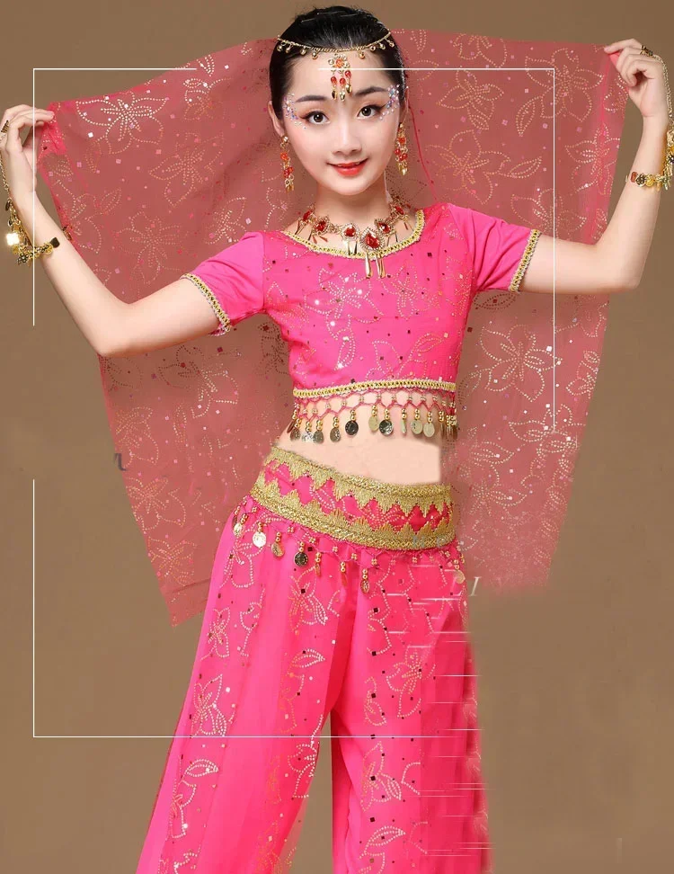 Costumi di danza orientale ragazze egitto Kid costumi di danza del ventre Set egiziano Bollywood indiano danza del ventre abbigliamento India 3 colori