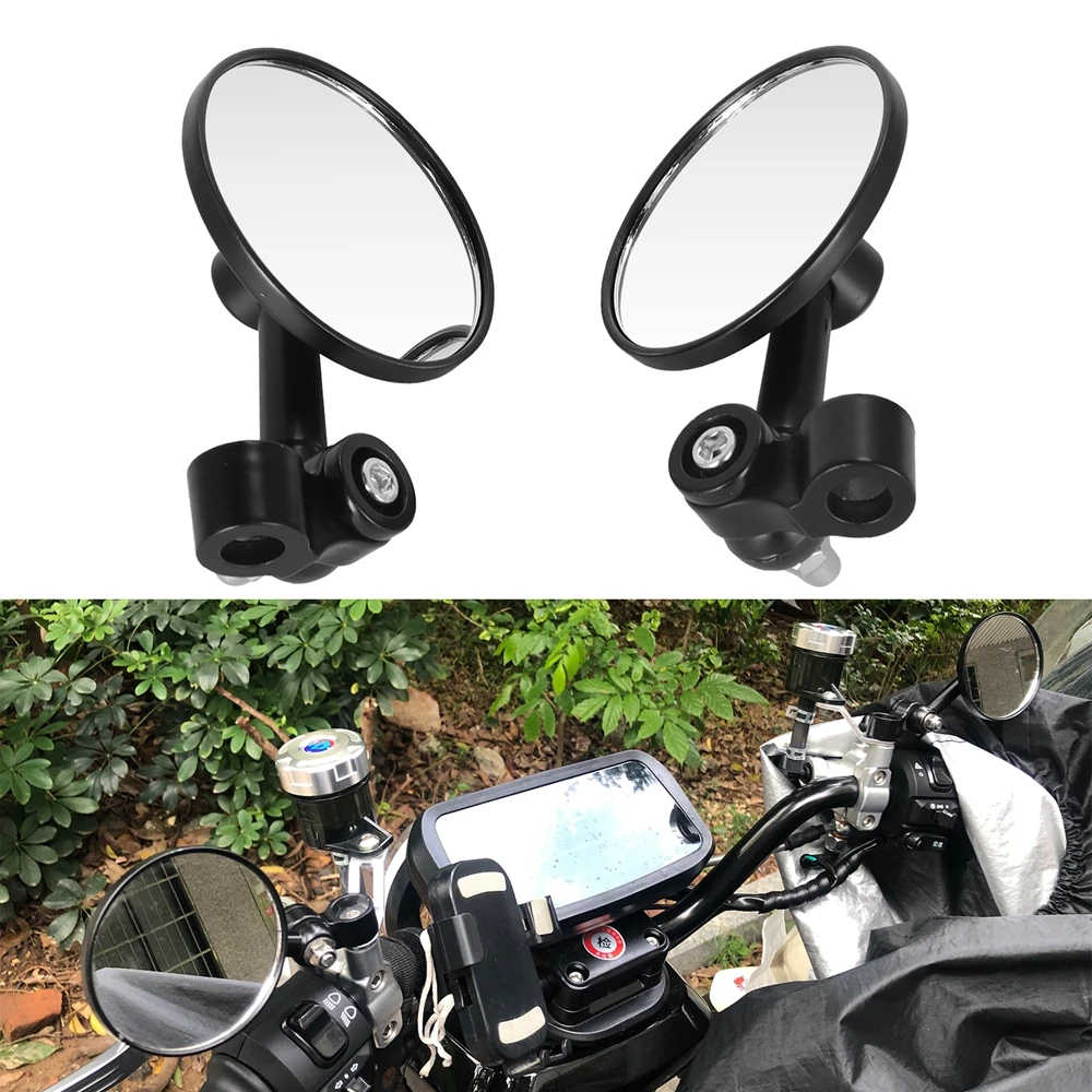 

Motorbike Scooter Rearview Handle Bar Mirrors Universal Round Handlebar Mirror