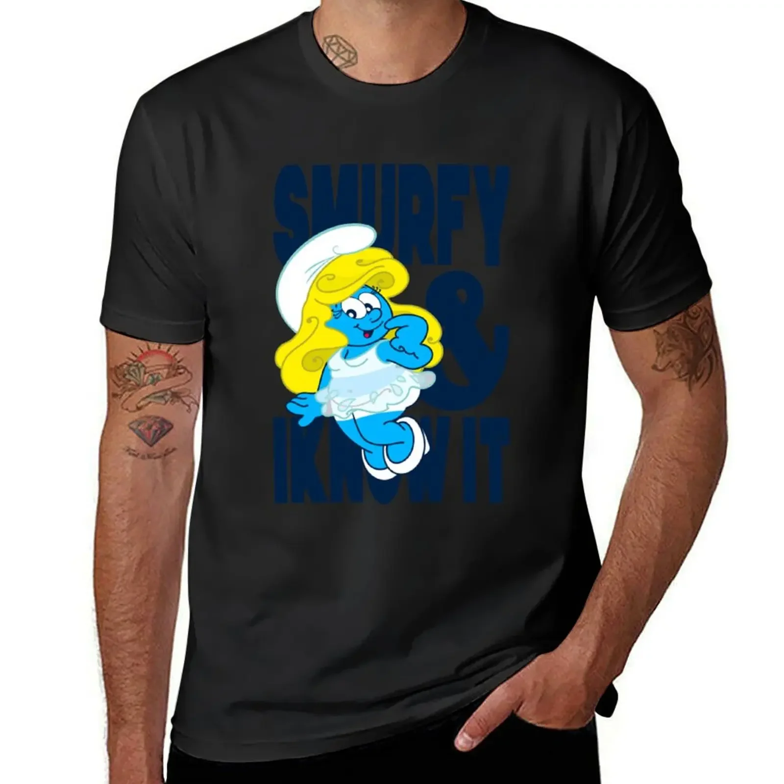 Smurfy and I Know It T-Shirt street wear graphic shirts T-shirt men