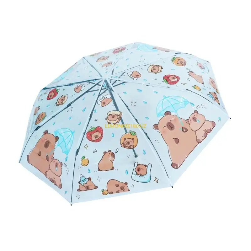 N58C Automatic Open Close Auto Auto Compact Smbrella for Rain Protections Capybara Print