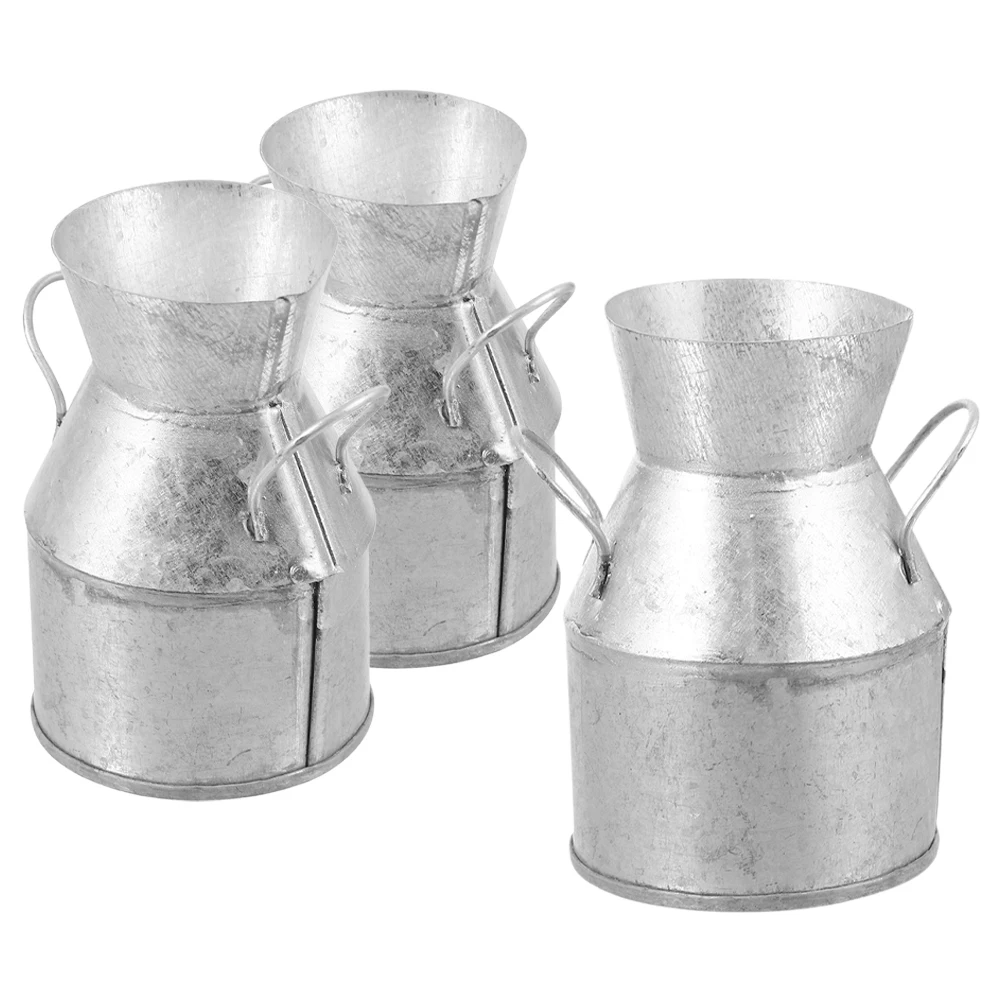 

3pcs Mini Small Milk Jug Iron Planters 4x5xH7.5cm Retro Metal Flower Pot Vase Garden Supplies Decor Accessories
